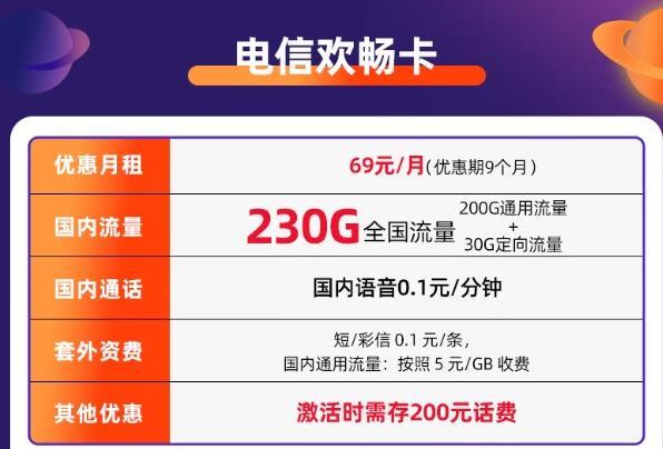 用哪个流量卡看抖音免流量，电信欢畅卡 69元包200G通用流量+30G定向