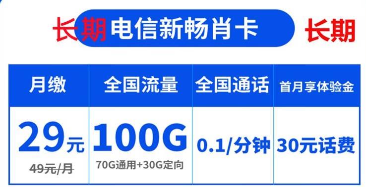 月租29电信流量卡能用吗，电信5G星战卡29元永久包100G全国+送30话费