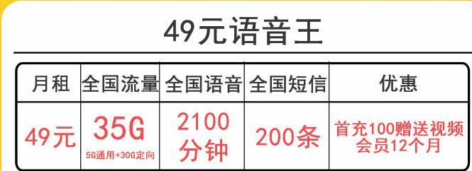 大流量大通话长期卡怎么办，联通语音王卡49元月租-2100分钟通话35G流量+200短信