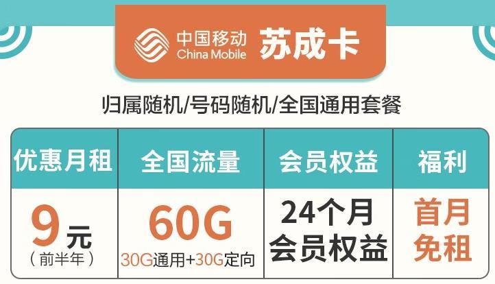 哪家的流量卡经济实惠？第一款移动苏成卡，30天内仅限购一张