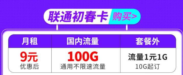 三款联通纯流量卡推荐，月租最低1元 10G高速流量+无合约期+0.1元/分钟通话