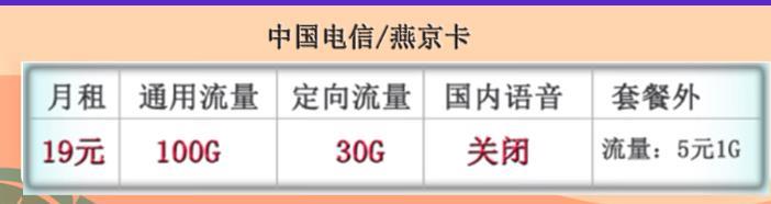 江西超大流量卡-电信青虹卡和电信燕京卡，月享110G流量