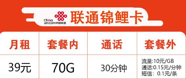 两款济南大流量电话卡，39元70G，送40话费长期套餐