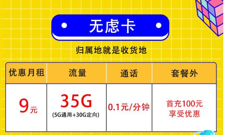 身份证给别人办理流量卡有风险吗？联通无虑卡-归属地为收货地 9元/月35G流量+0.1元/分钟