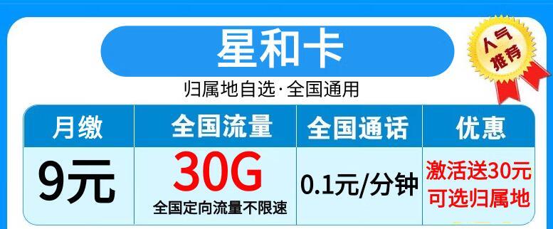 移动天际卡29元流量随便用+1.99元语音通话包+全国通用