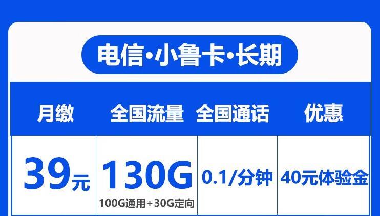 月租仅39元的长期流量卡套餐，电信小齐卡和小鲁卡可申请办理