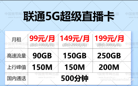 手机直播流量卡哪个好？中国联通5G超级直播手机卡资费介绍