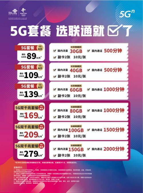 中国联通畅爽冰激凌套餐：5G流量畅享，价格实惠