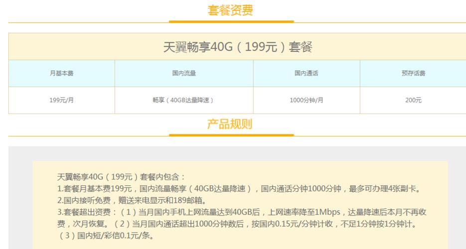 电信199元套餐流量是多少？