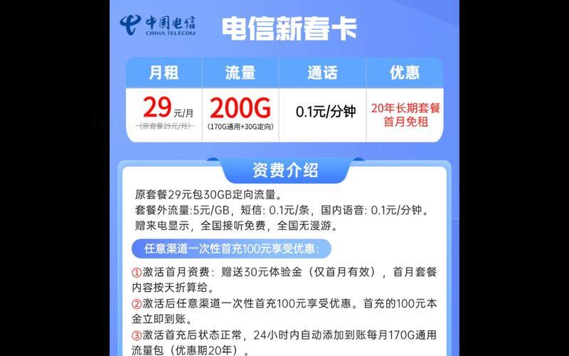 北京电信200G流量卡29元：超值套餐，畅享高速网络